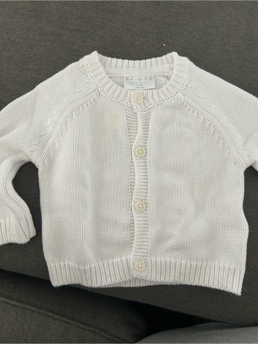 White Button-Front Knit Sweater